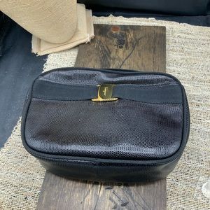 Ferragamo Shoulder Bag-Black Snake Leather- EUC